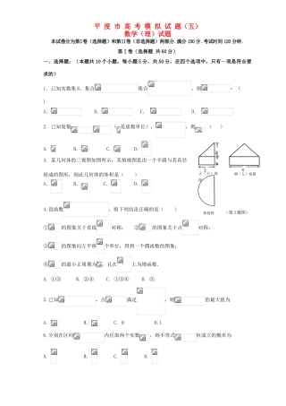 山东省平度市高三数学毕业班模拟考试试题（五） 理-人教版高三全册数学试题