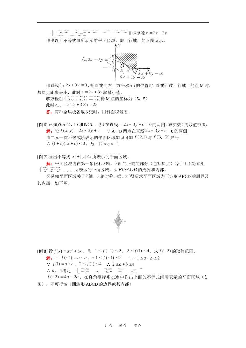 高二数学简单的线性规则、线性规划的实际应用人教版（文）知识精讲_第3页