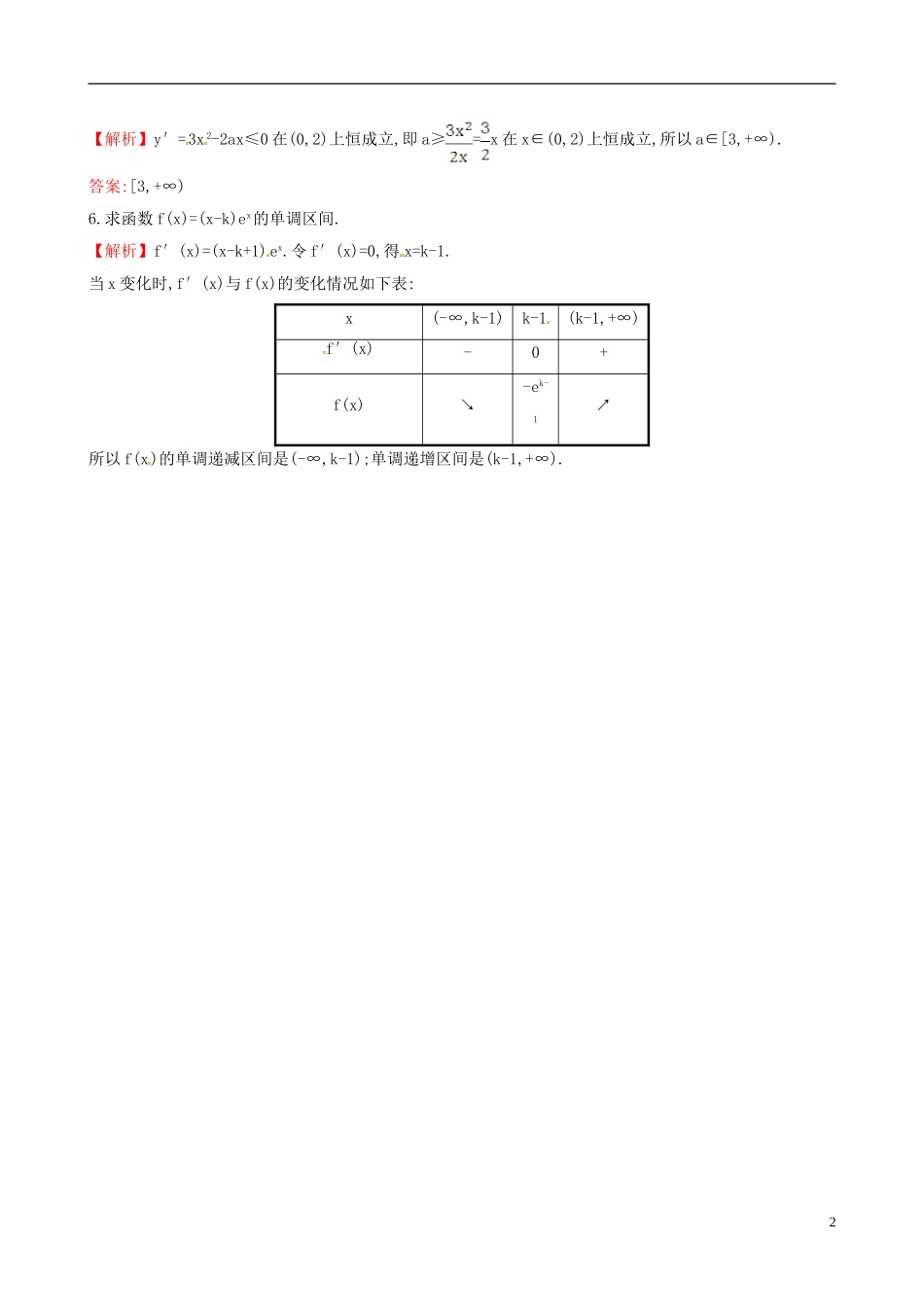 高中数学 第三章 导数及其应用 3.3.1 函数的单调性与导数课时自测 新人教A版选修1-1-新人教A版高二选修1-1数学试题_第2页