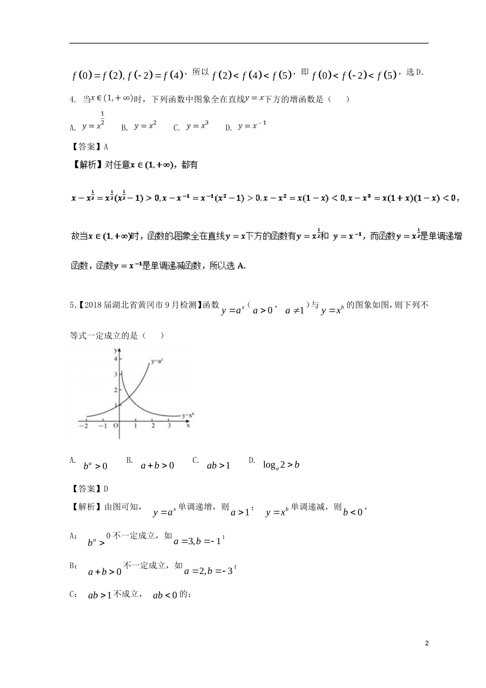 （浙江专版）高考数学一轮复习 专题2.5 二次函数与幂函数（练）-人教版高三全册数学试题_第2页