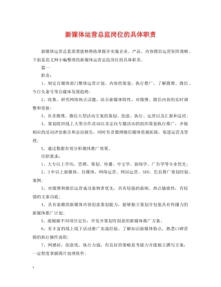 新媒体运营总监岗位的具体职责 