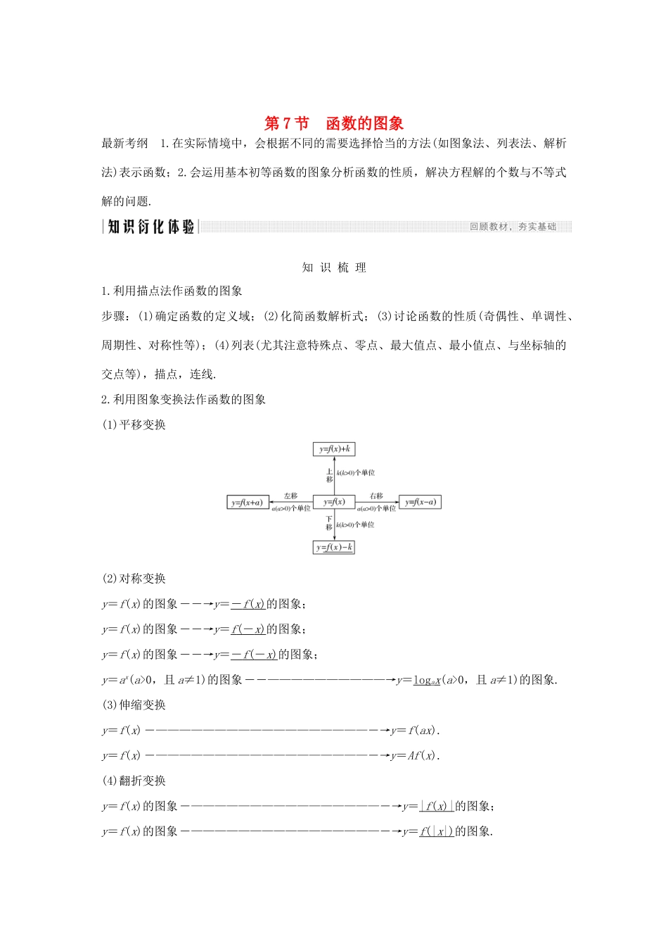 高考数学新设计大一轮复习 第二章 函数概念与基本初等函数Ⅰ第7节 函数的图象习题 理（含解析）新人教A版-新人教A版高三全册数学试题_第1页
