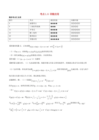 高考数学一轮复习 三精考点 考点1.6 导数应用名卷考点汇 理-人教版高三全册数学试题