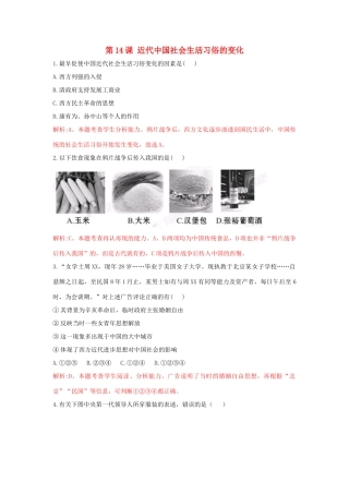 高中历史 重要微知识点 第14课 近代中国社会生活习俗的变化测试题 新人教版必修2-新人教版高一必修2历史试题