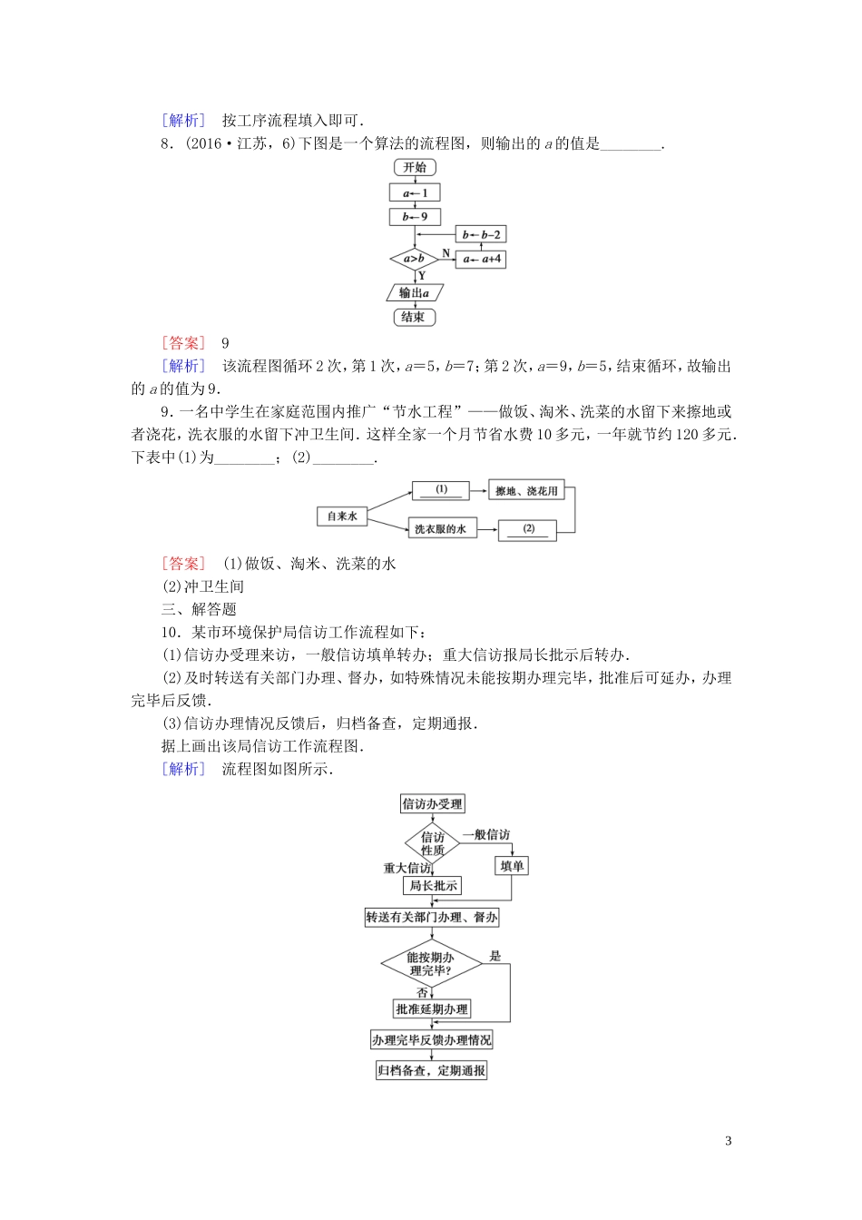 高中数学 第4章 框图 4.1 流程图习题（含解析）新人教A版选修1-2-新人教A版高二选修1-2数学试题_第3页