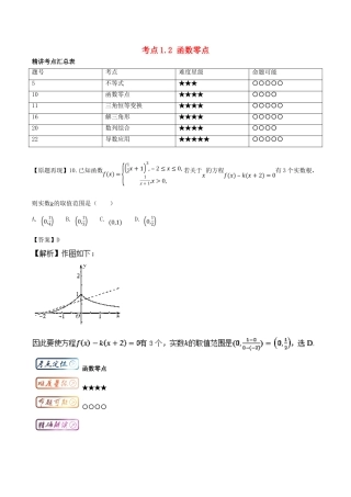 高考数学一轮复习 三精考点 考点1.2 函数零点名卷考点汇 文-人教版高三全册数学试题