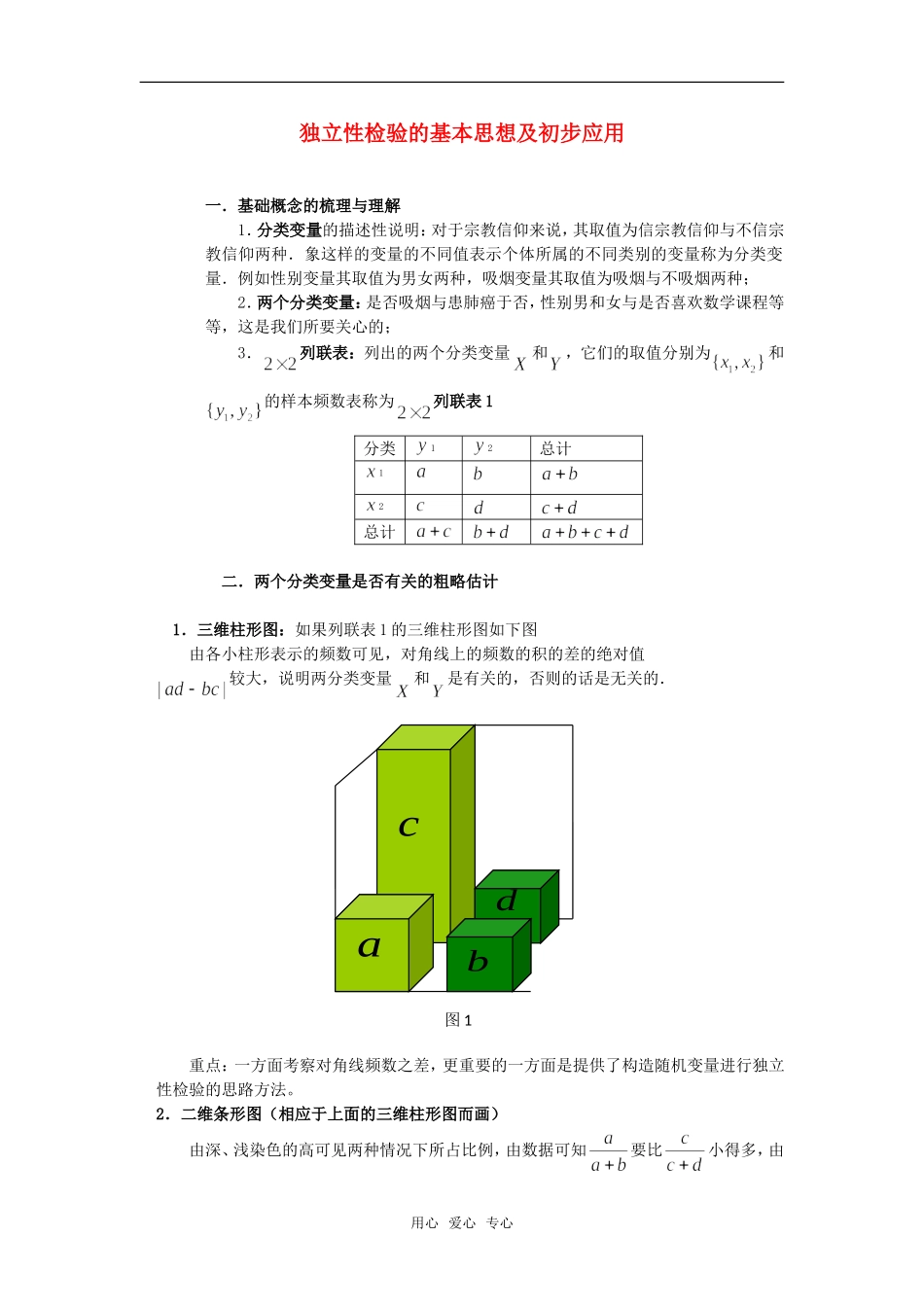 高考数学复习点拨 独立性检验的基本思想及初步应用_第1页