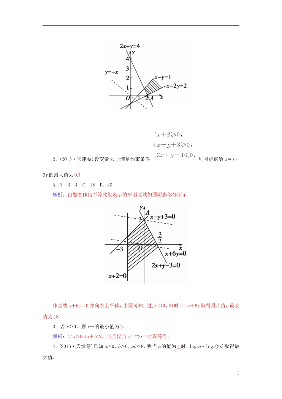 高考数学二轮复习 专题4 不等式 第二讲 线性规划、基本不等式与不等式的证明 理-人教版高三全册数学试题_第3页
