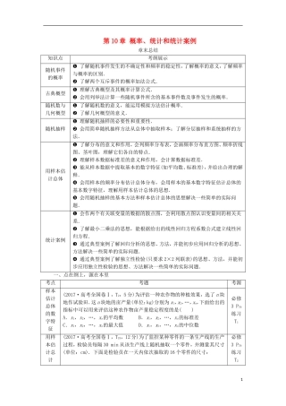 高考数学一轮复习 第10章 概率、统计和统计案例章末总结分层演练 文-人教版高三全册数学试题