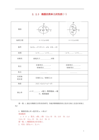 高中数学 2.2.3椭圆的简单几何性质（一）练习 新人教A版选修2-1-新人教A版高二选修2-1数学试题
