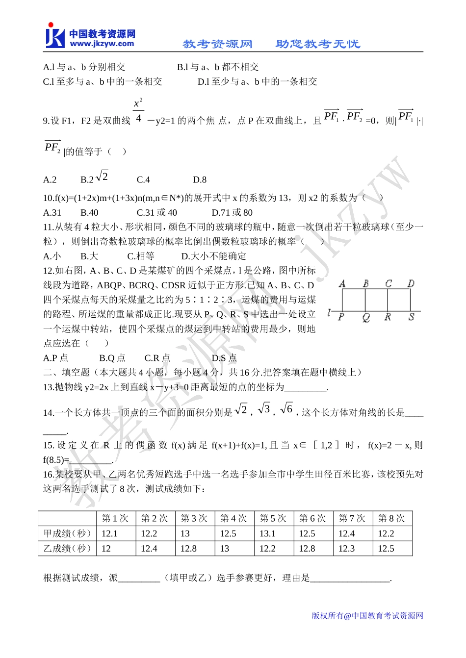 高考数学选择填空题强化训练72套_第2页