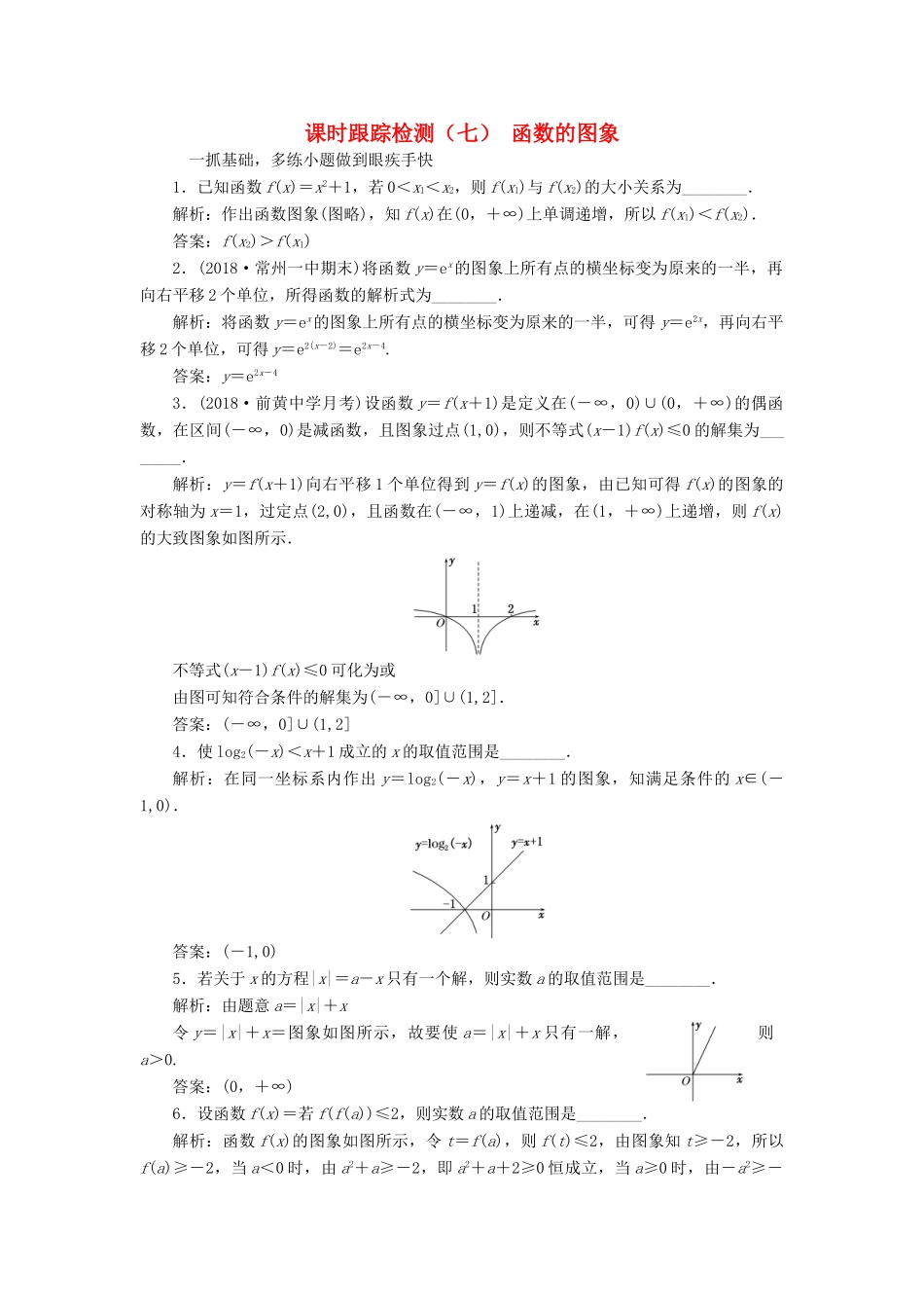 （江苏专版）高考数学一轮复习 课时跟踪检测（七）函数的图象（理）（含解析）-人教版高三全册数学试题_第1页
