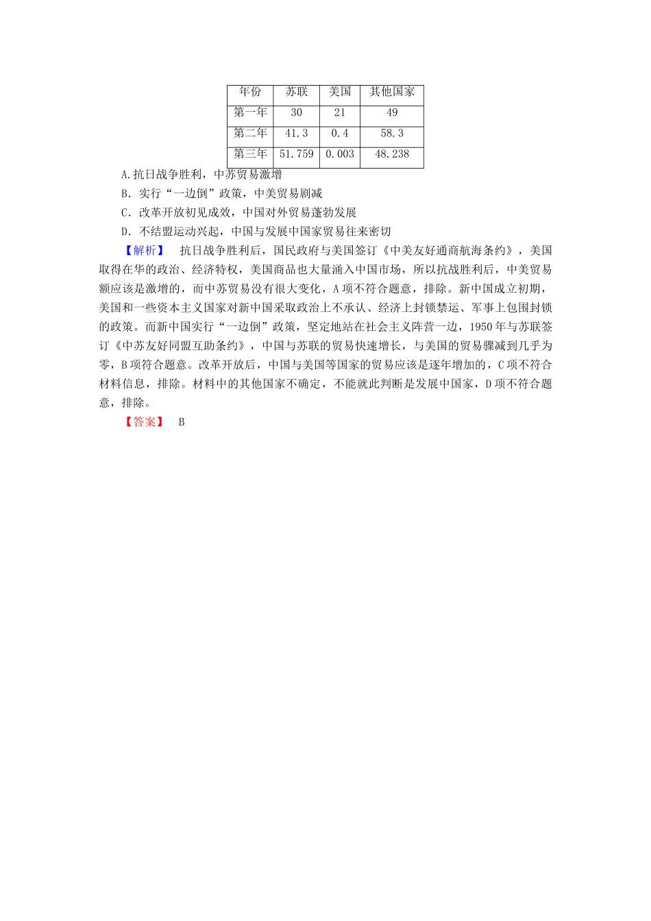 高中历史 单元分层突破7 岳麓版必修1-岳麓版高一必修1历史试题_第3页