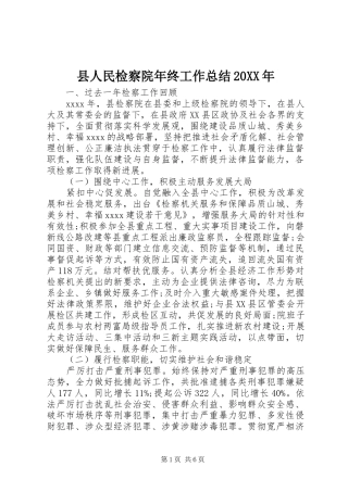 县人民检察院年终工作总结20XX年