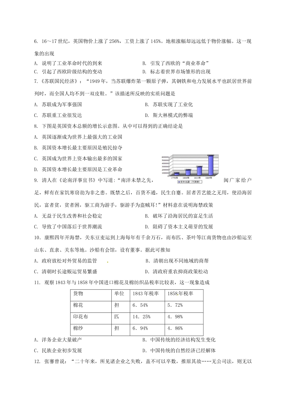 山东省临沂市罗庄区高一历史下学期期末考试试题-人教版高一全册历史试题_第2页