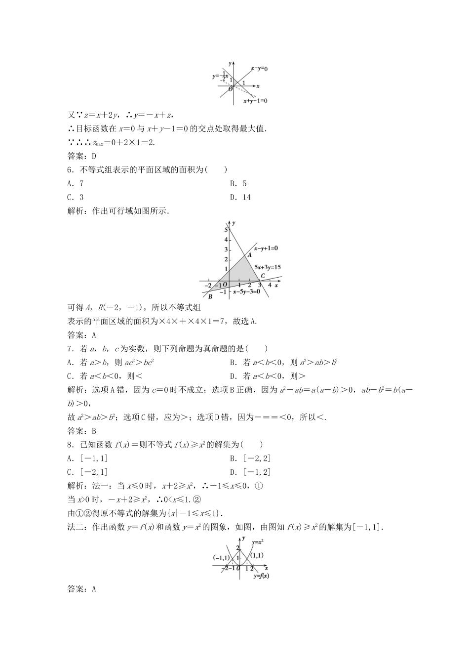 高考数学二轮复习 第一部分 专题一 第四讲 不等式习题-人教版高三全册数学试题_第2页