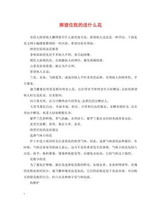 探望住院的送什么花 