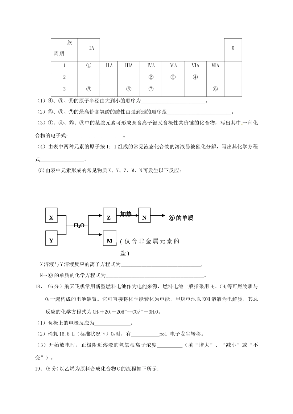 江西省南昌市七校高一化学下学期期末考试试题-人教版高一全册化学试题_第3页