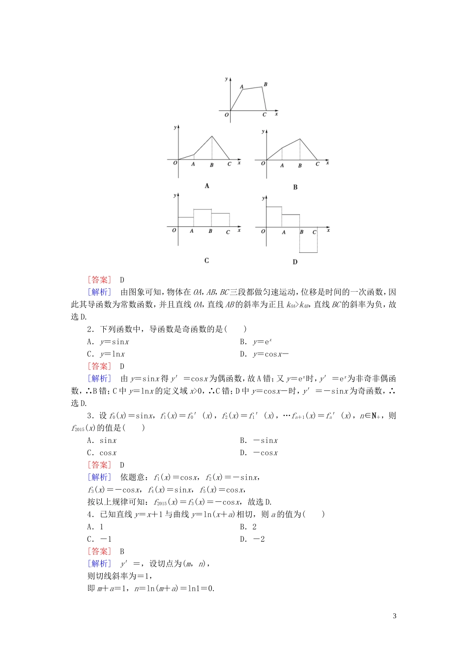 高中数学 第1章 1.2第2课时 导数公式表及数学软件的应用课时作业 新人教B版选修2-2-新人教B版高二选修2-2数学试题_第3页