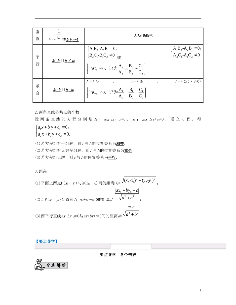 （江苏专用）高考数学大一轮复习 第十章 解析几何初步 第55课 两条直线的位置关系 文-人教版高三全册数学试题_第2页