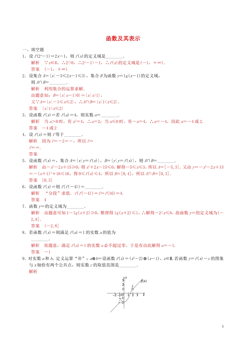 高考数学一轮复习 第二章 函数概念与基本初等函数 第1课时 函数及其表示练习（含解析）-人教版高三全册数学试题_第1页