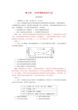 高考历史总复习 第六单元 古代中国经济的基本结构与特点 第13讲 古代中国的农业和手工业课时跟踪练-人教版高三全册历史试题