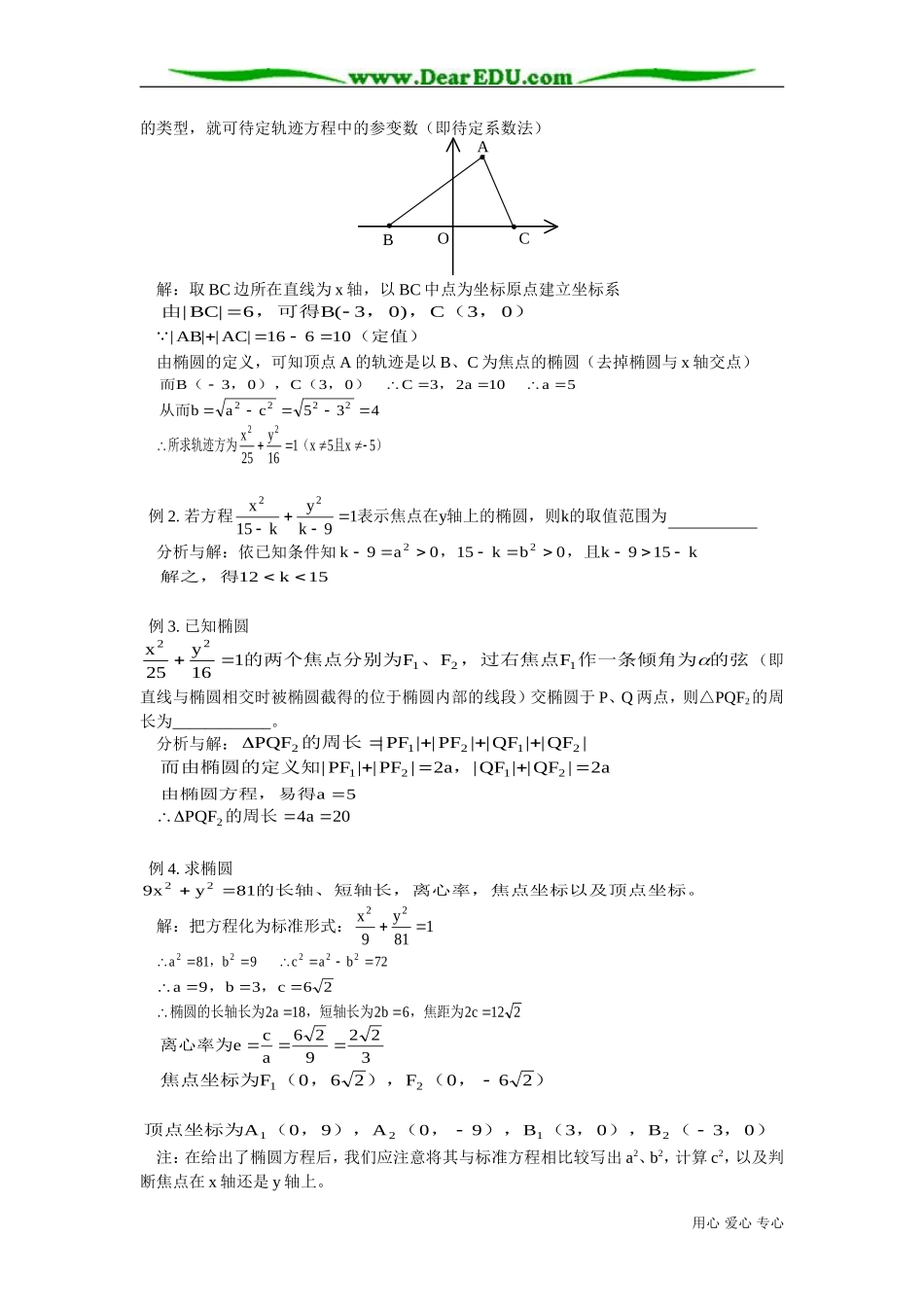 高二数学解析几何第二章第3单元椭圆知识精讲 人教版_第3页