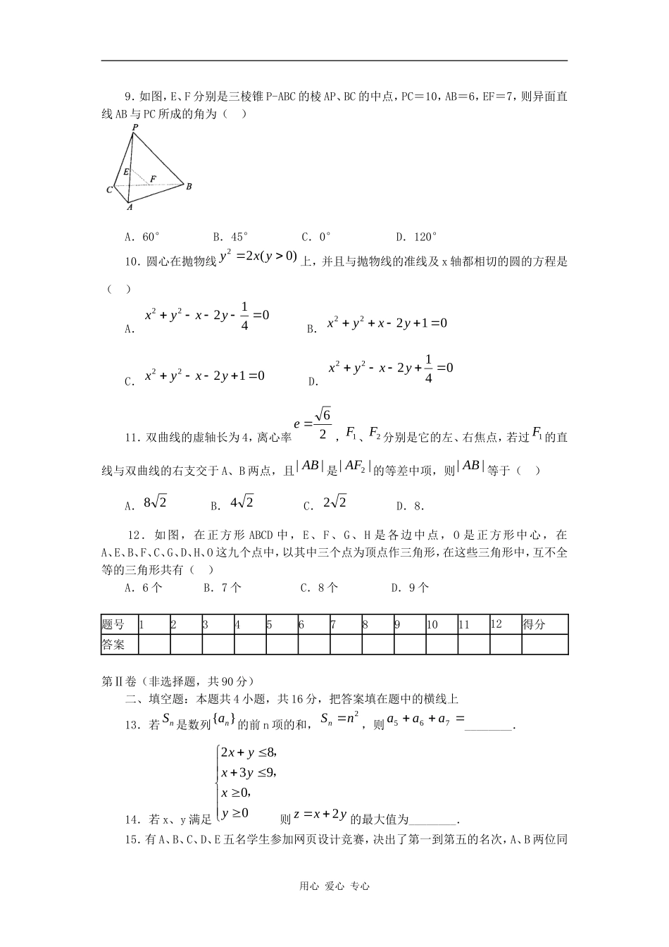 广西名校09高考数学试卷精编第2套_第3页