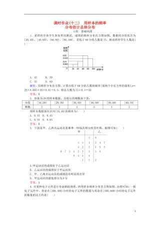 高中数学 12 用样本的频率分布估计总体分布习题 新人教A版必修3-新人教A版高二必修3数学试题