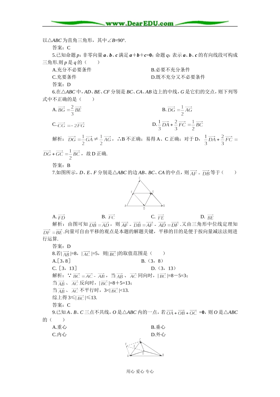 江苏省兴化市文正实验学校高一数学同步检测 向量的概念与性质、向量运算B 苏教版必修2_第2页