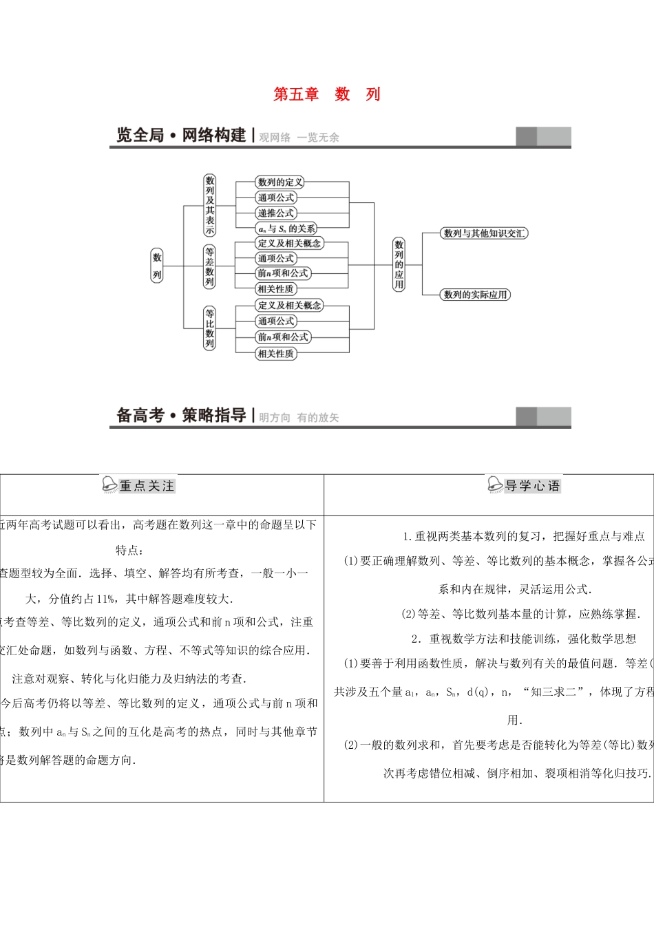 高考新坐标（教师用书）高考数学总复习 第五章 数列-人教版高三全册数学试题_第1页