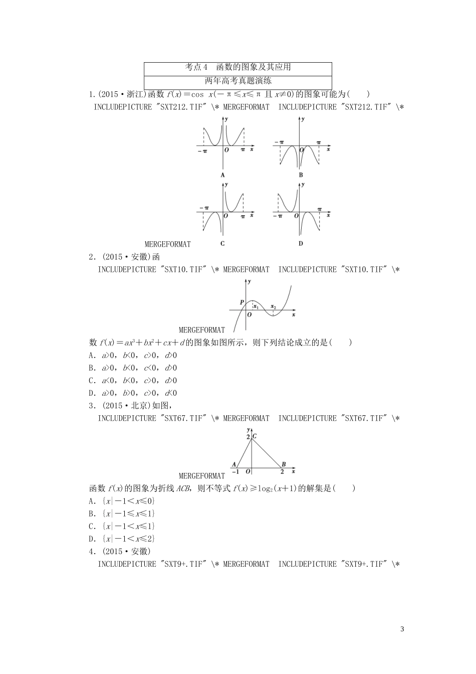 一点一练高考数学 第二章 函数导数及其应用专题演练 理（含两年高考一年模拟）-人教版高三全册数学试题_第3页