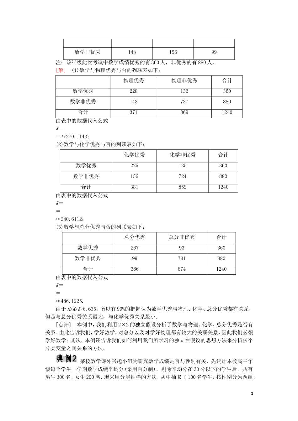 高中数学 第三章 统计案例 3-2 独立性检验的基本思想及其初步应用随堂达标验收 新人教A版选修2-3-新人教A版高二选修2-3数学试题_第3页