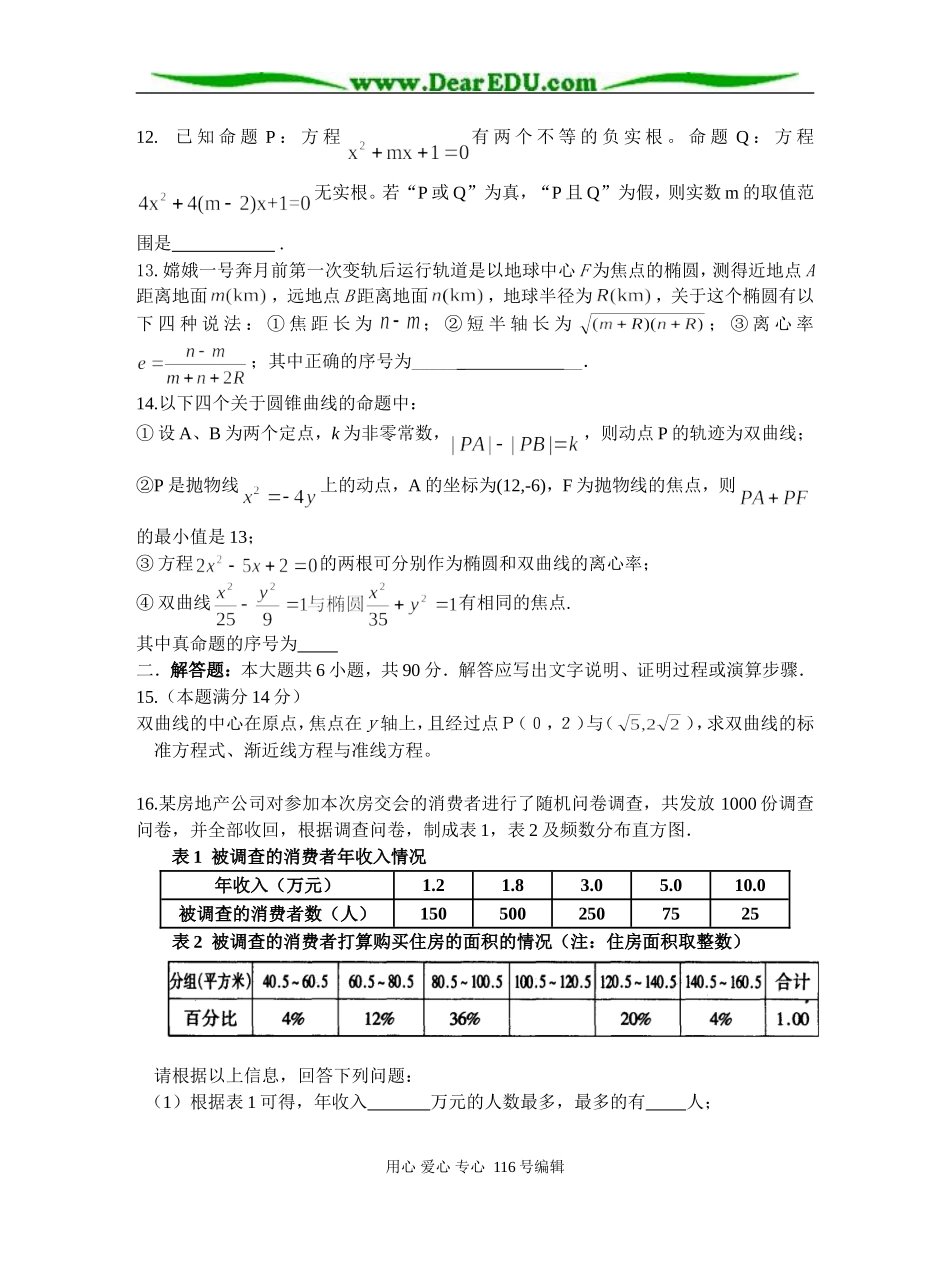 江苏省送桥高级中学高二数学期末模拟考试试题 3_第2页
