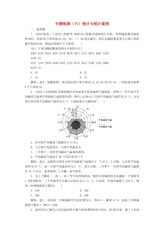 高考数学二轮复习 专题检测（六）统计与统计案例 文-人教版高三全册数学试题