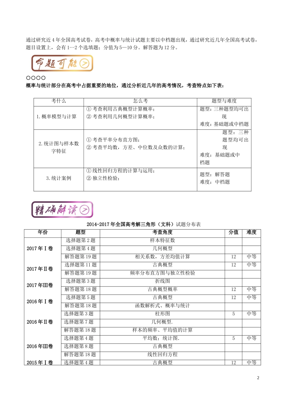 高考数学一轮复习 最拿分考点系列 考点4 统计与概率 文-人教版高三全册数学试题_第2页