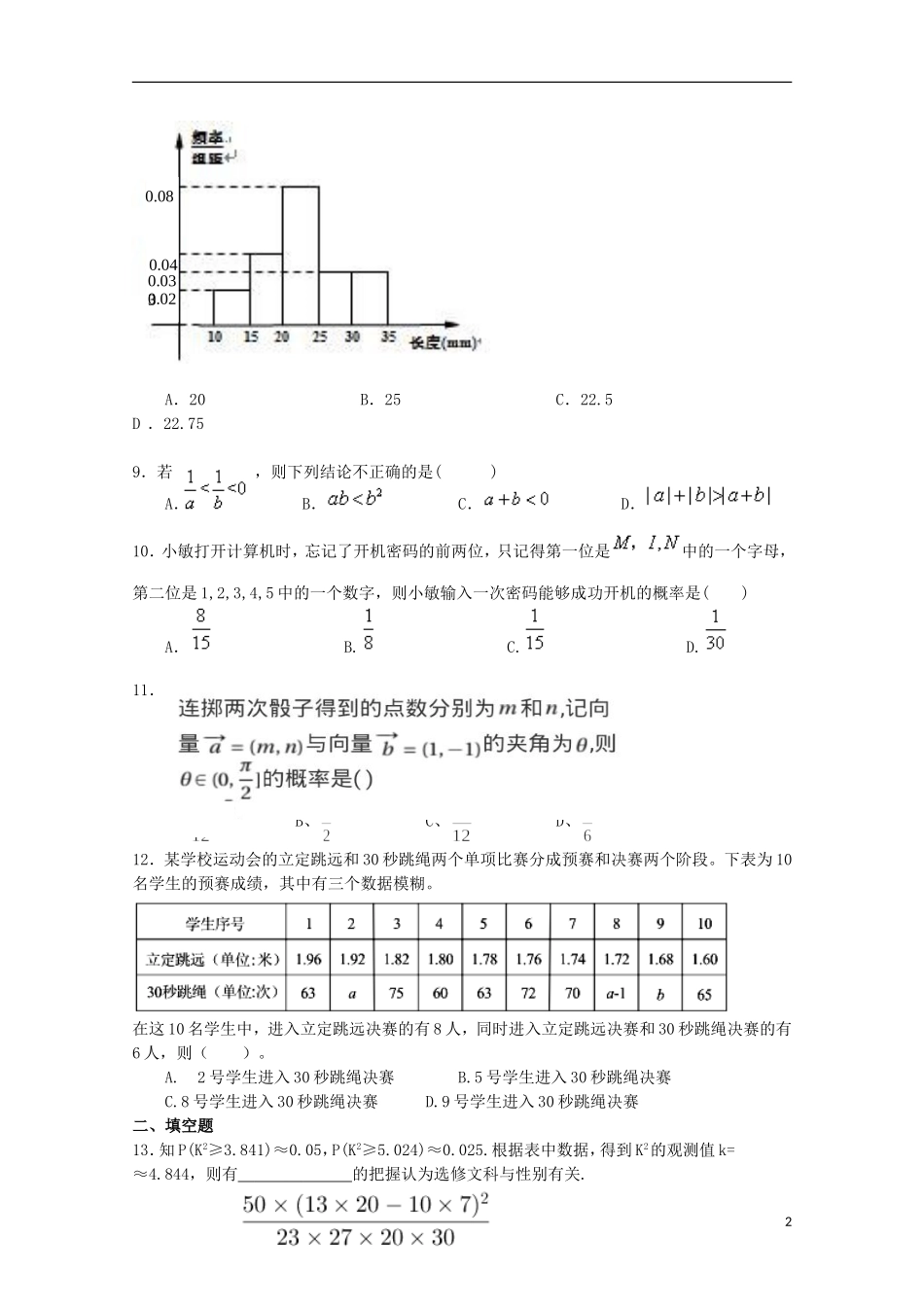 福建省莆田市荔城区高二数学下学期期中试题 文-人教版高二全册数学试题_第2页