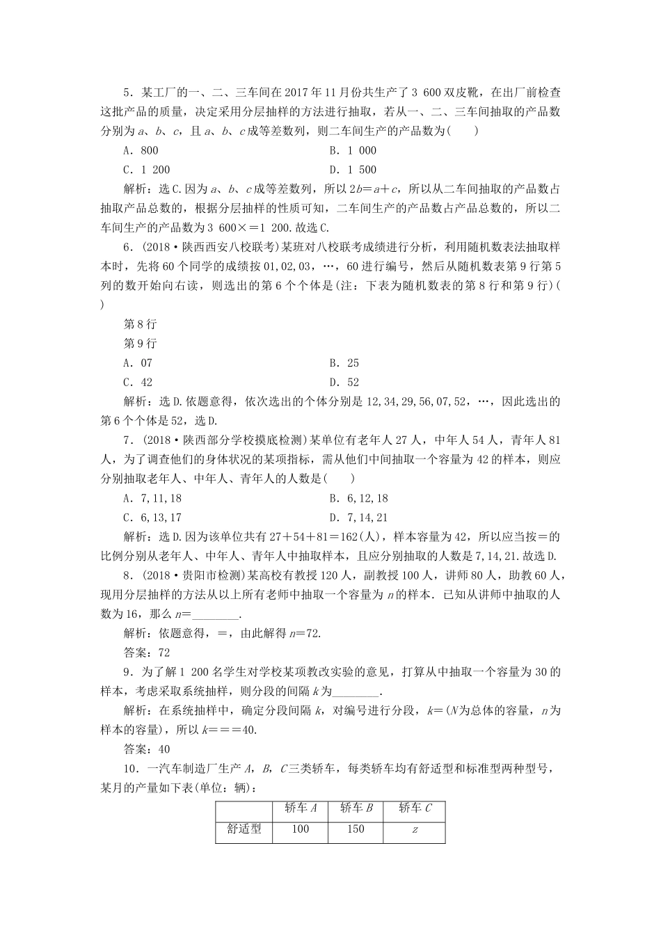 高考数学大一轮复习 第九章 统计、统计案例 第一节 随机抽样检测 理 新人教A版-新人教A版高三全册数学试题_第2页