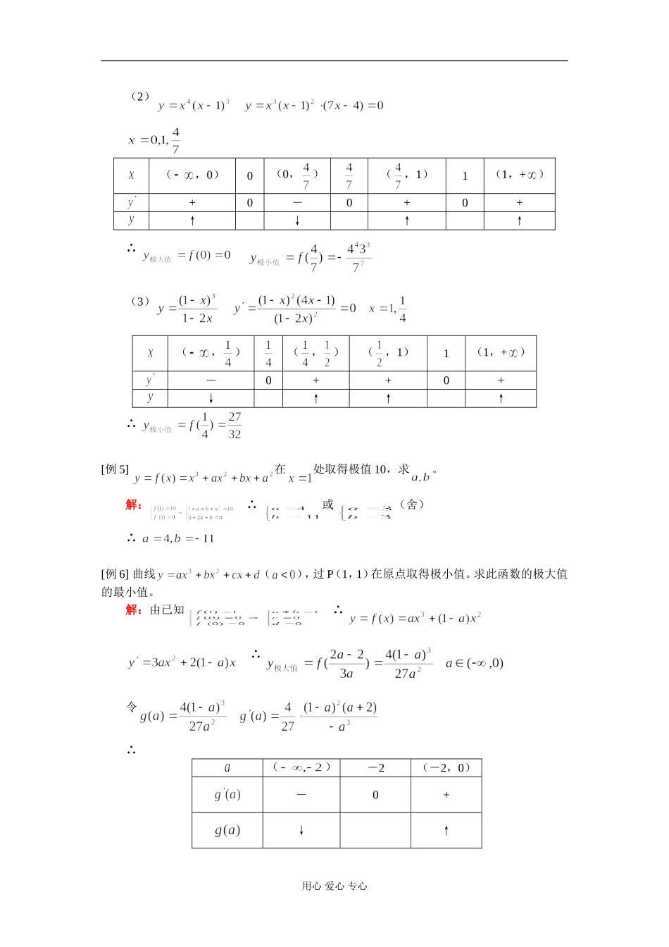 高二数学导数与单调区间、极值知识精讲 人教实验版（A）_第3页