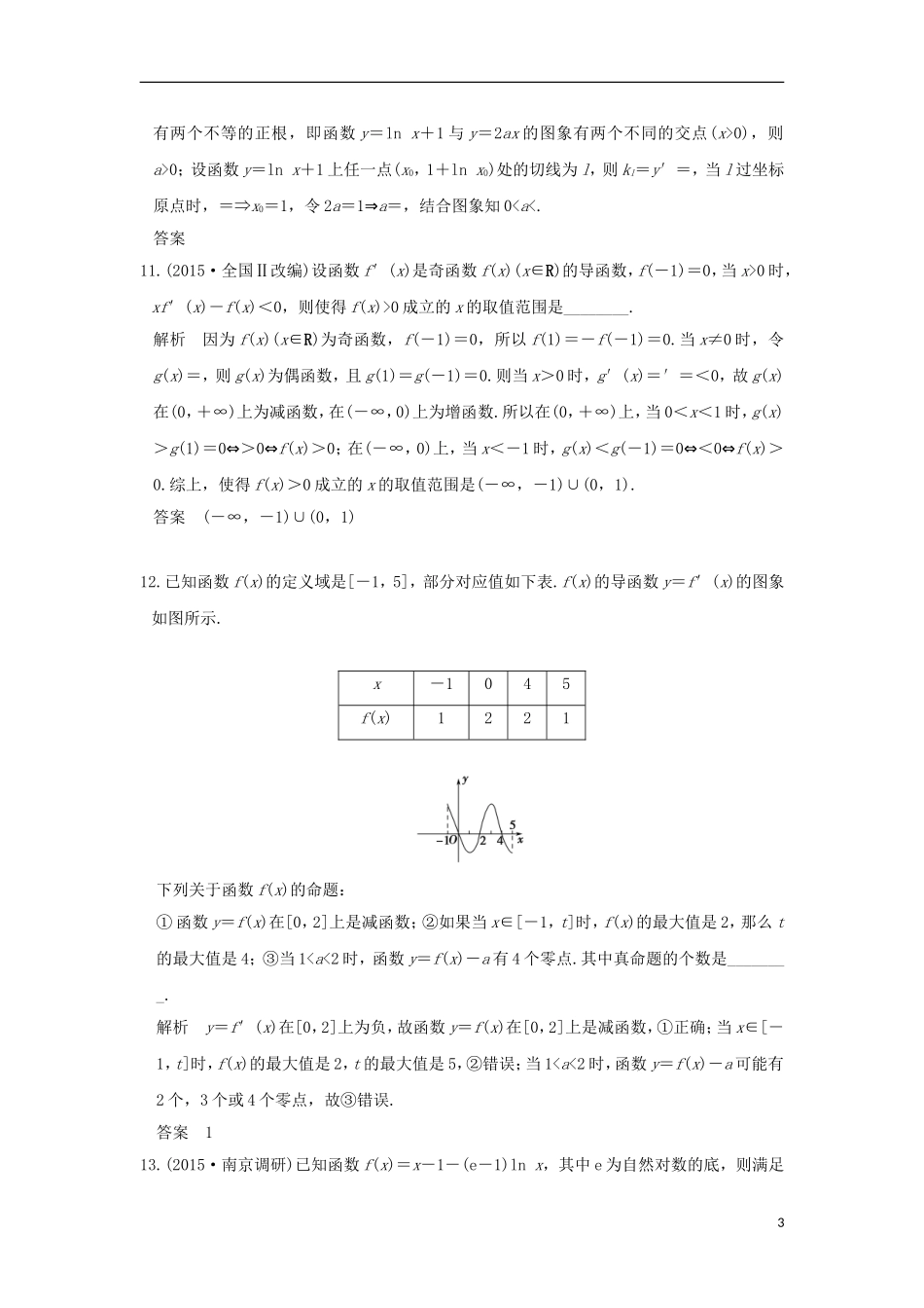 （江苏专用）高考数学一轮复习 阶段回扣练（三） 导数及其应用习题 理 新人教A版-新人教A版高三全册数学试题_第3页