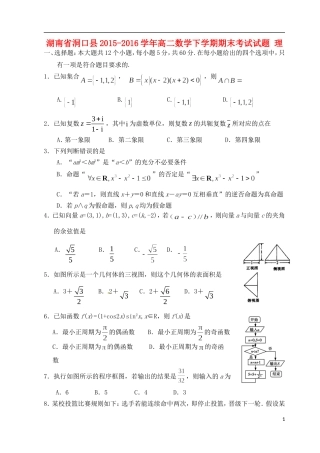 湖南省洞口县高二数学下学期期末考试试题 理-人教版高二全册数学试题