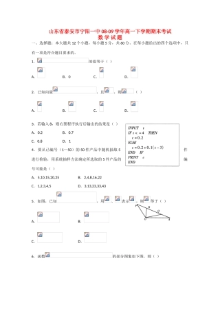 山东省泰安市宁阳一中08-09学年高一数学下学期期末考试