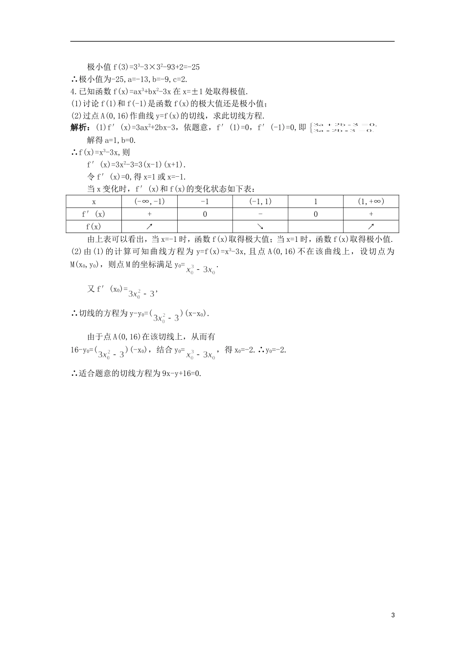 高中数学 第1章 导数及其应用 1.3.2 极值点互动课堂 苏教版选修2-2-苏教版高二选修2-2数学试题_第3页