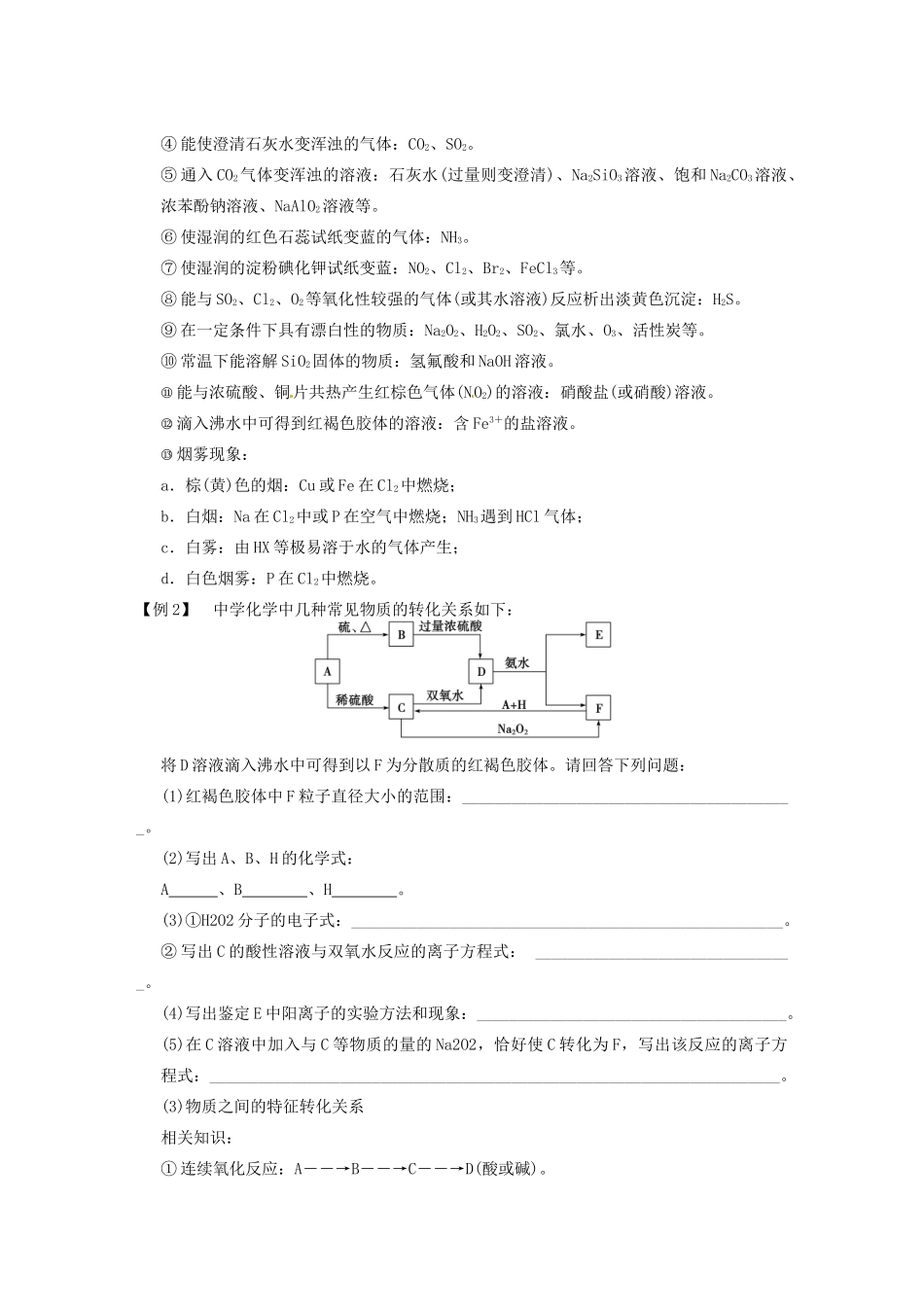 四川省成都市经济技术开发区实验中学高三化学总复习 专题讲座7 无机框图题的解答策略_第3页