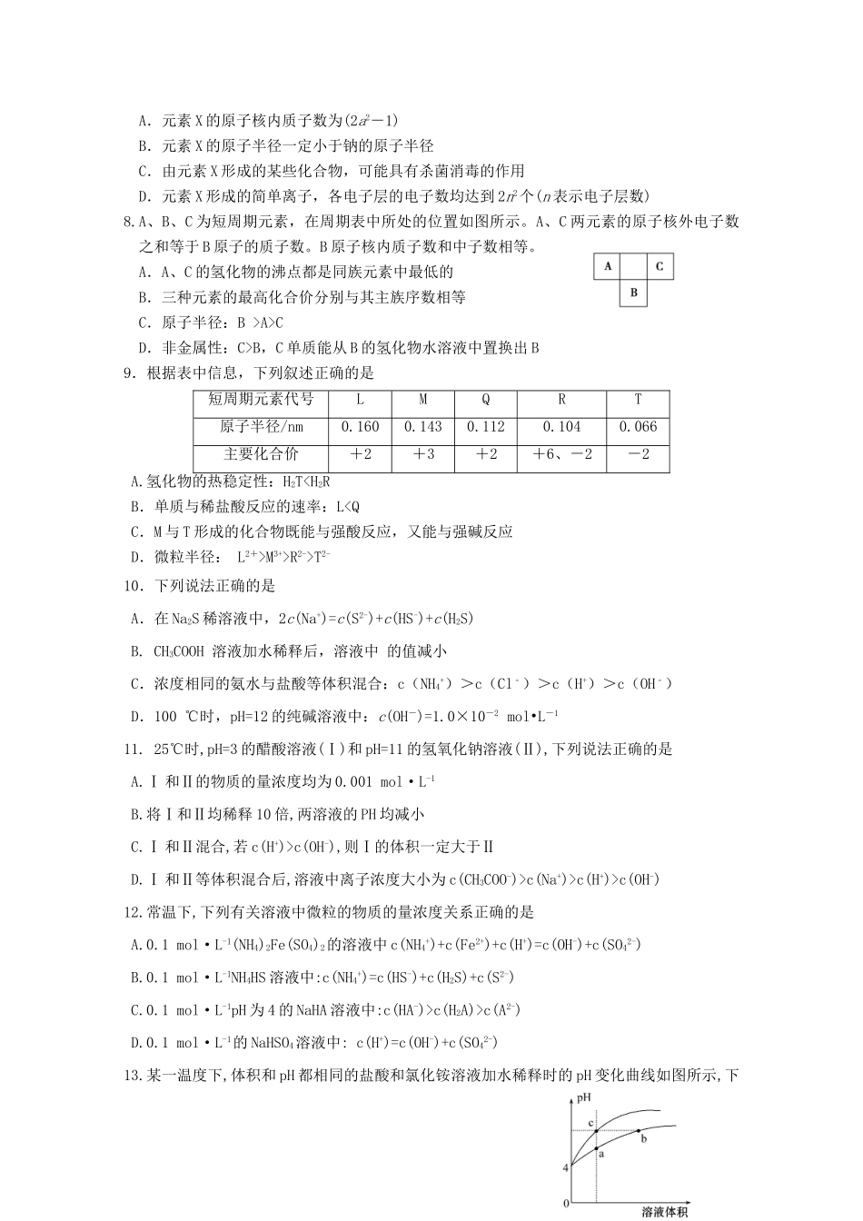 湖北省宜昌市高三化学11月阶段性检测试题-人教版高三全册化学试题_第2页