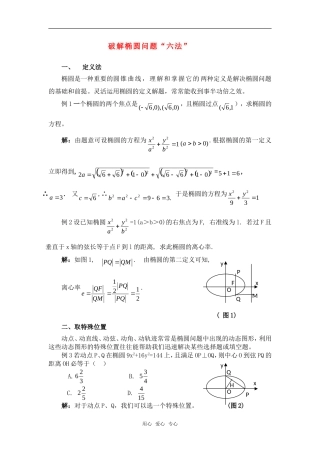 高考数学复习点拨 破解椭圆问题“六法”