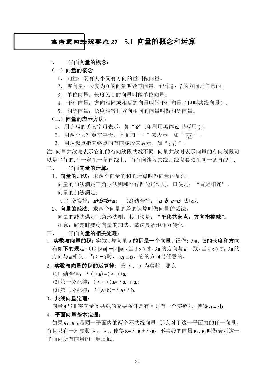 王中之王21 向量的概念和运算_第1页