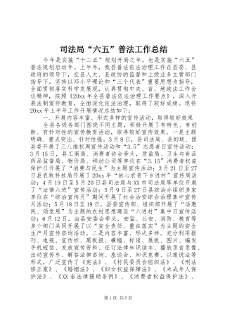 司法局“六五”普法工作总结 