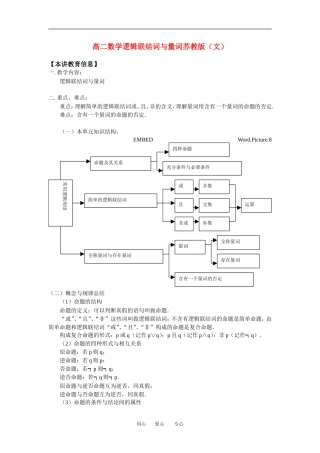 高二数学逻辑联结词与量词苏教版（文）知识精讲