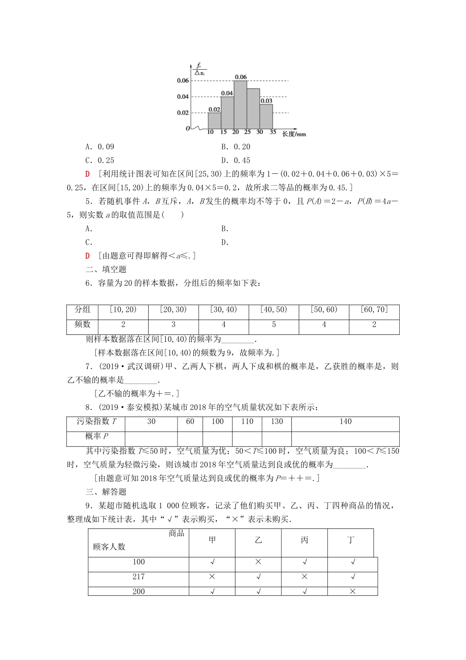 高考数学一轮复习 课后限时集训56 随机事件的概率 文（含解析）北师大版-北师大版高三全册数学试题_第2页